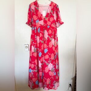 NWT | Made with Love ❤️ Floral Red Maxi Dress | Women’s Large